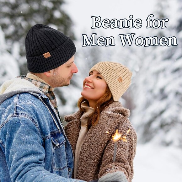 Ocatoma Winter Beanie Hat for Men Women Soft Lined Cuffed Ski Knitted Toque - Picture 7 of 9